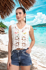 White AXTZH The Crochet Cove Top XBWTANK3311IY