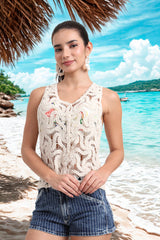 AXTZH Coastal Crochet Beachwear Tank Top XBWTANK0180IY