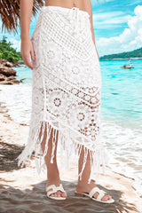 White AXTZH Boho Bliss Crochet Skirt Beachwear XBWSKIRT0139IY
