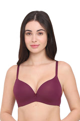 WACOAL BRA BI03P02 WI BASICS Zoe Padded Non-wired 3/4th Cup Everyday Wear Comfort Fit T-shirt Bra - Wine