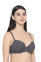 WACOAL BRA BI05B02 GY Balcony & Beyond Padded Wired Half Cup Everyday Wear Smooth Finish Fashion Bra - Grey