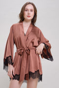 Mysthelle BRONZE ROBE WITH LACE SLEEVES