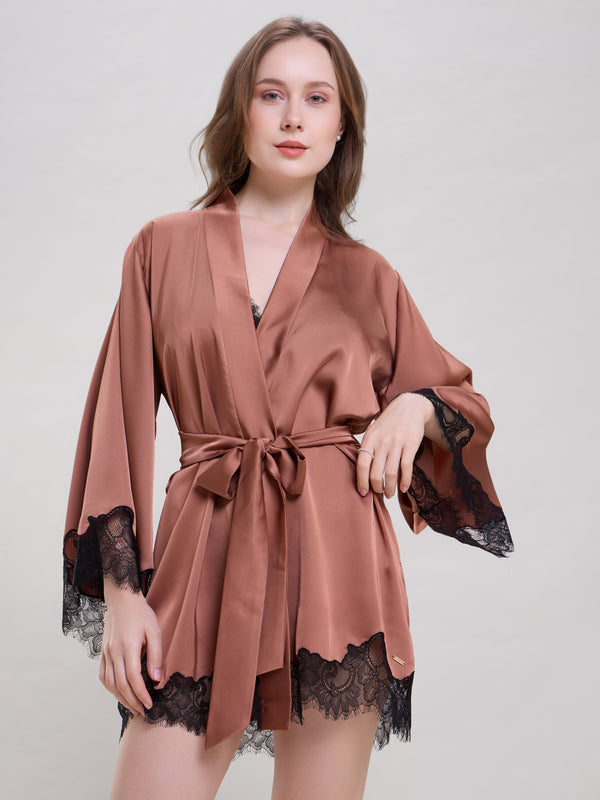 Mysthelle BRONZE ROBE WITH LACE SLEEVES