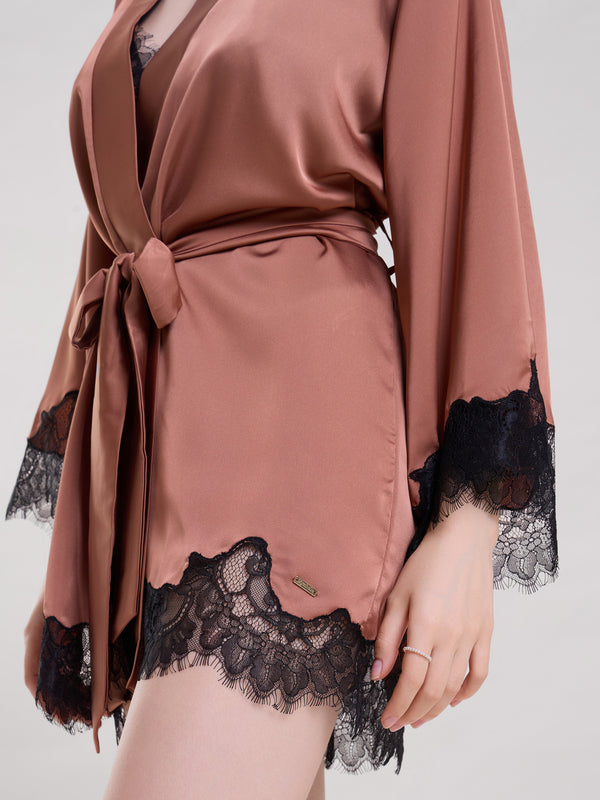 Mysthelle BRONZE ROBE WITH LACE SLEEVES