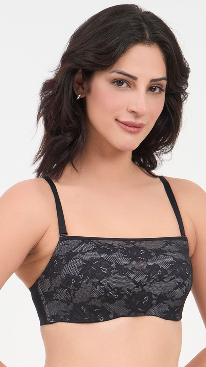 Triumph Black New Lace Zero Spillage Bandeau Padded Bra