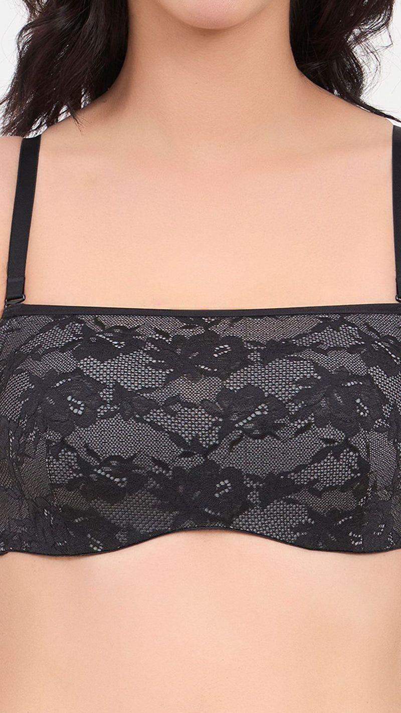 Triumph Black New Lace Zero Spillage Bandeau Padded Bra