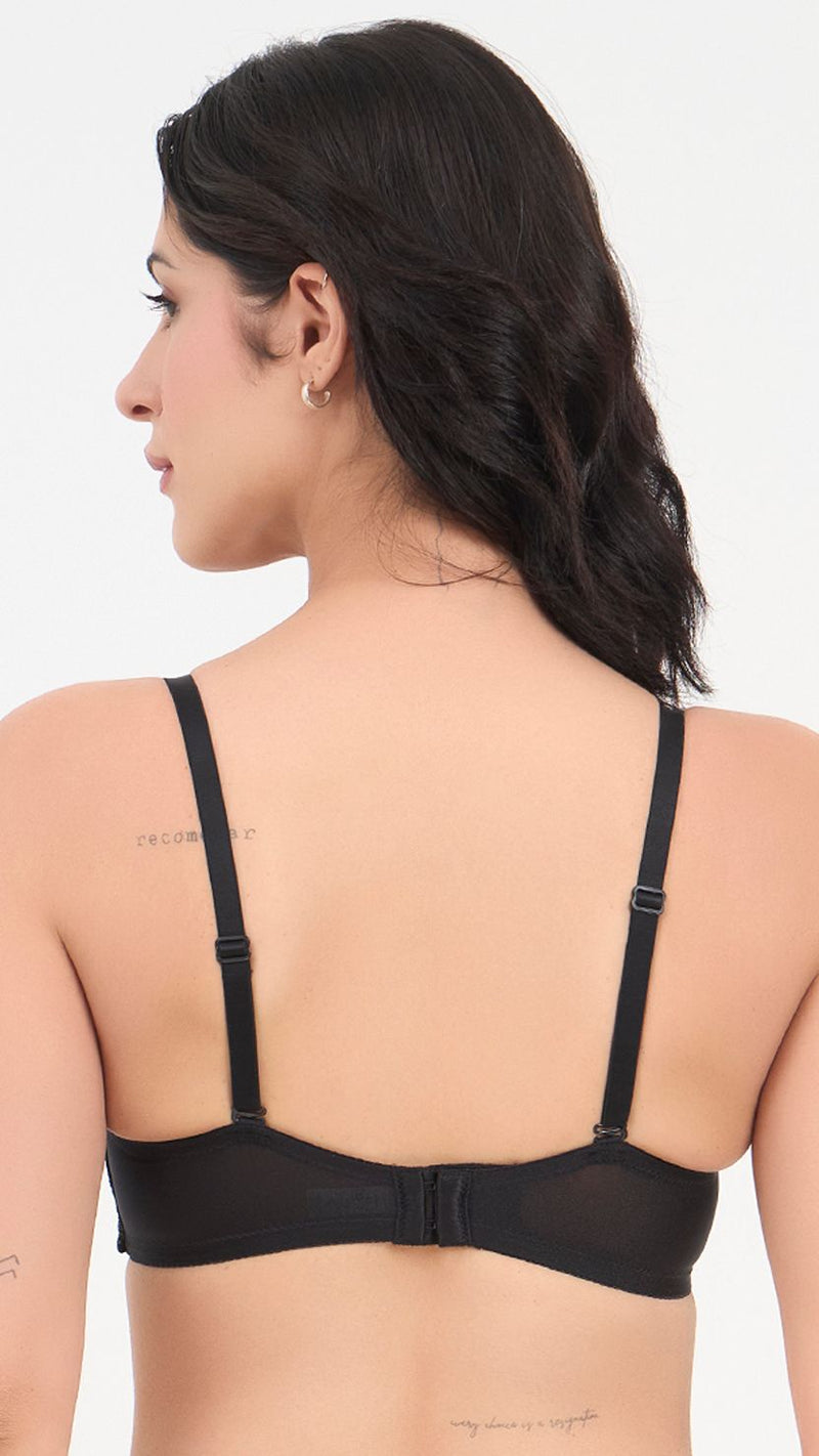 Triumph Black New Lace Zero Spillage Bandeau Padded Bra