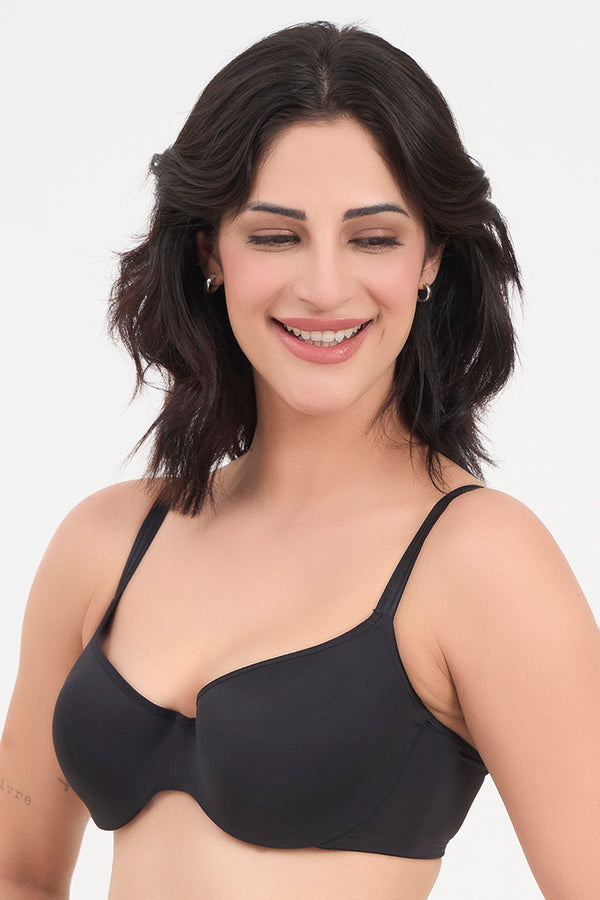 TRIUMPH BRA-123I321 Soft Touch Half Cup Wired Push Up Bra -BLACK