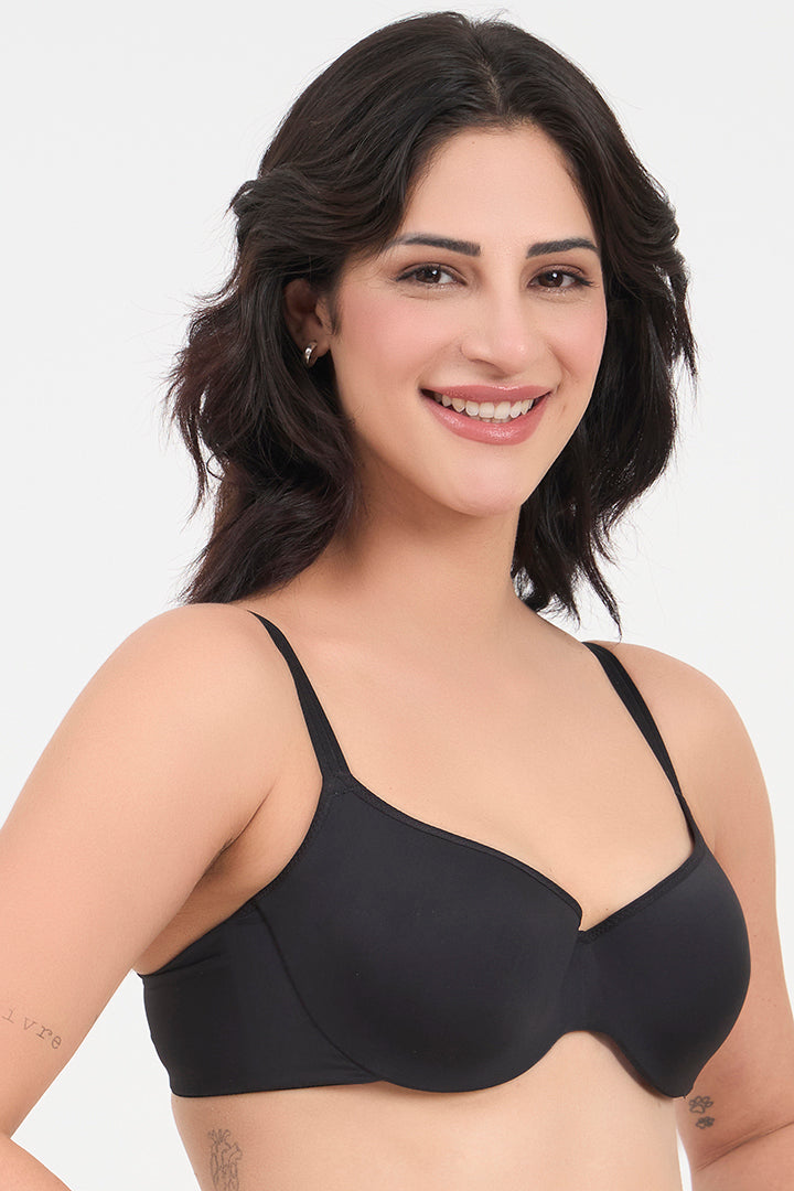 TRIUMPH BRA-123I321 Soft Touch Half Cup Wired Push Up Bra -BLACK