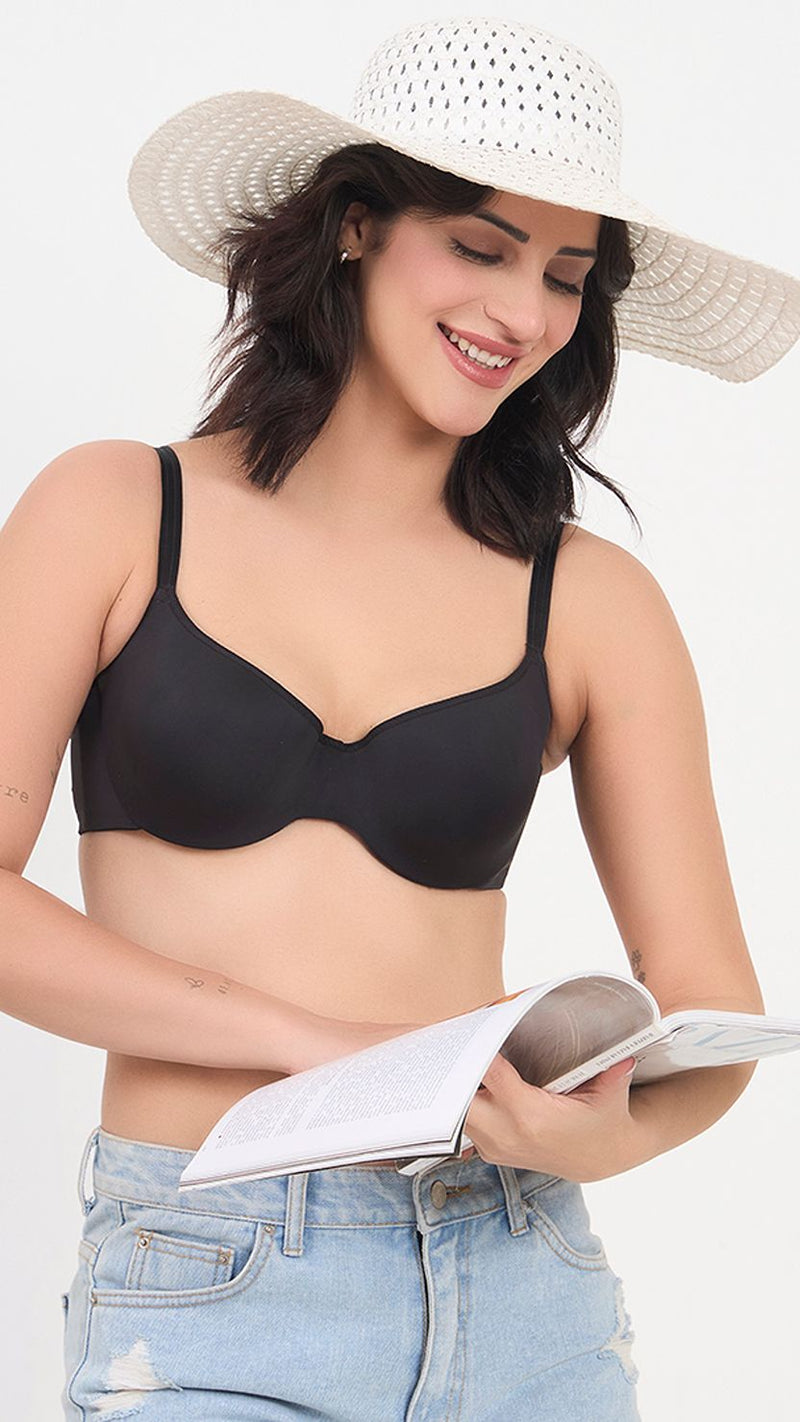 Triumph Black Wired Half Cup Padded Push Up Bra