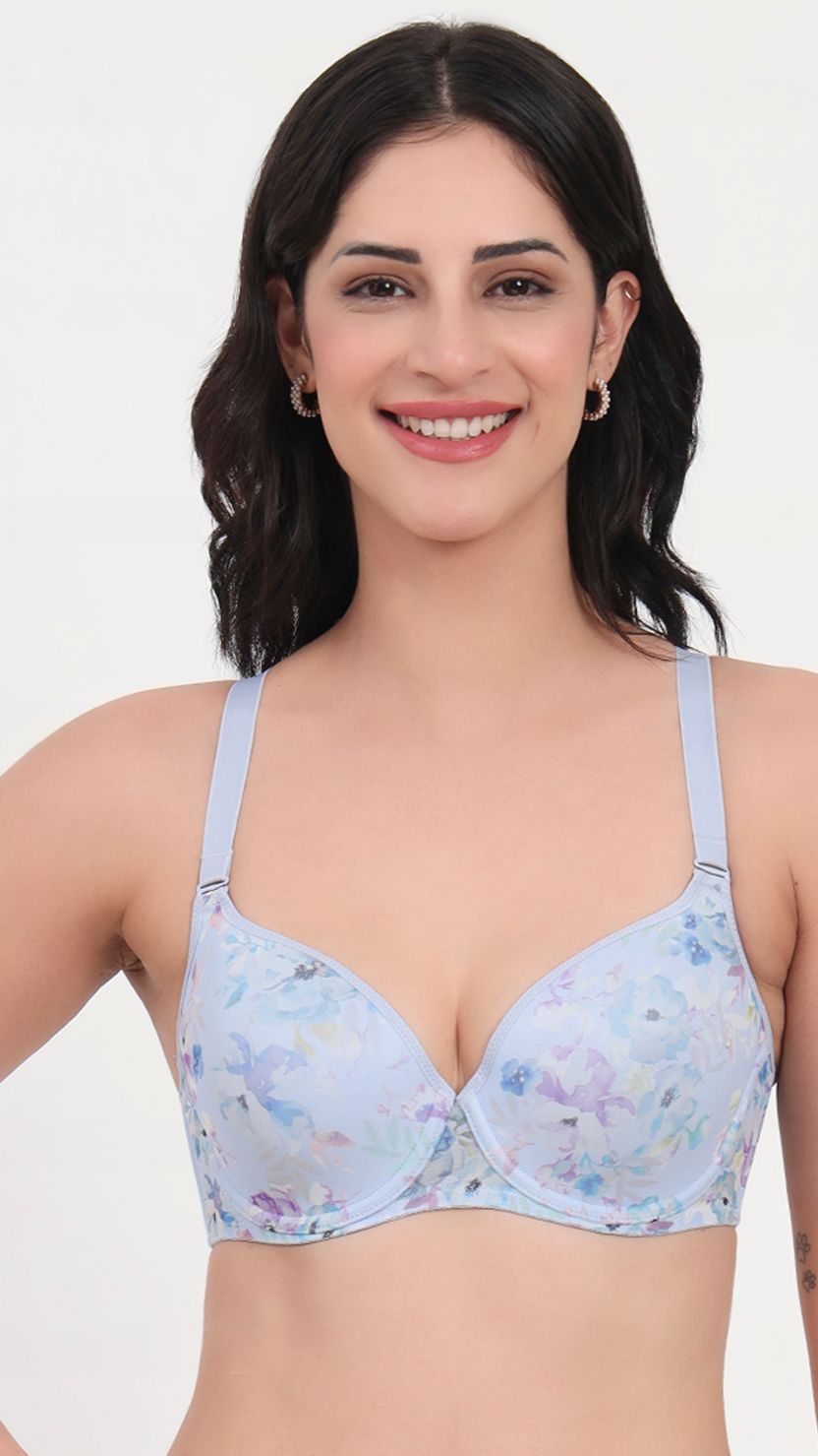 Triumph Blue Morning Bloom Underwired Lightly Padded T-Shirt Bra