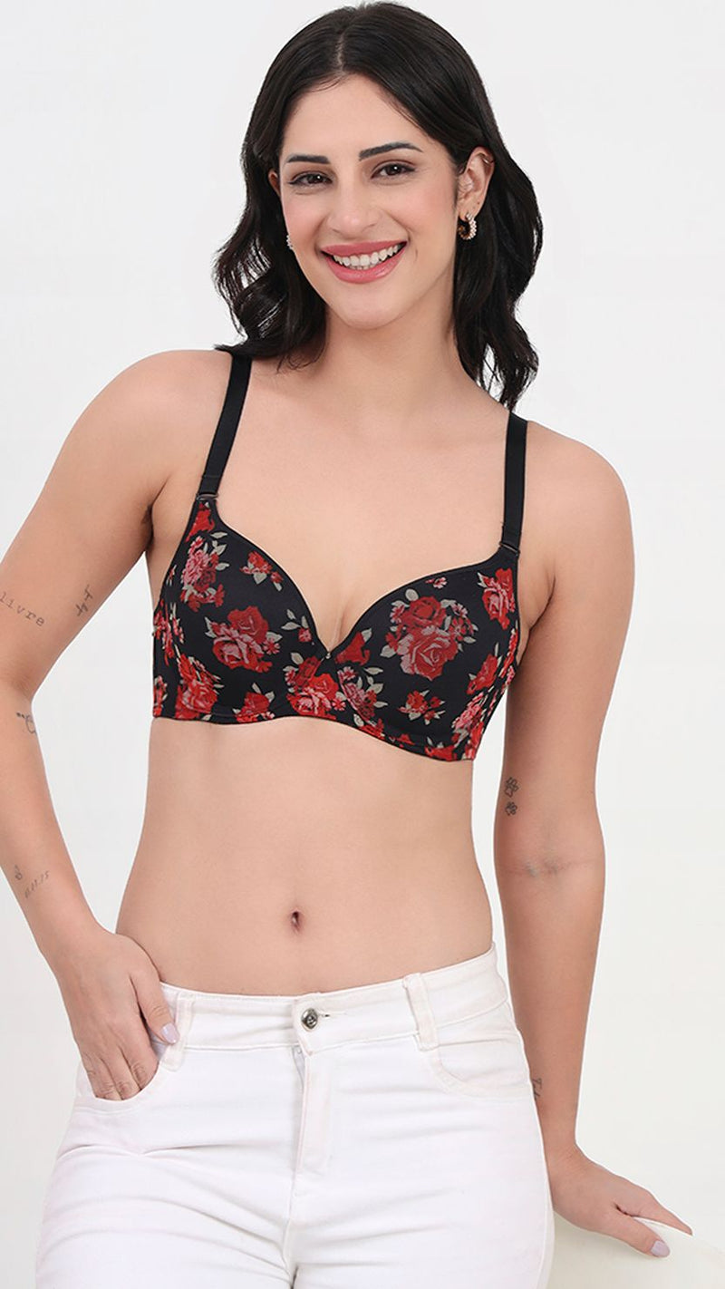 Triumph Black Morning Bloom Underwired Lightly Padded T-Shirt Bra
