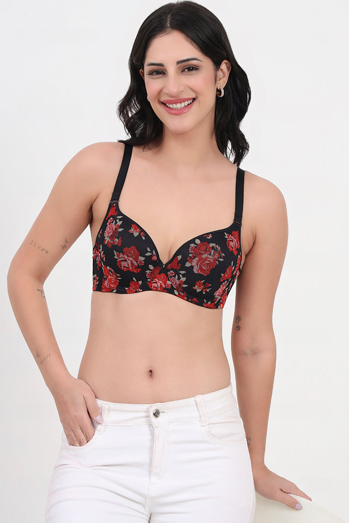 TRIUMPH 123I500 Floral Printed Underwired Lightly Padded All Day Comfort T-Shirt Bra