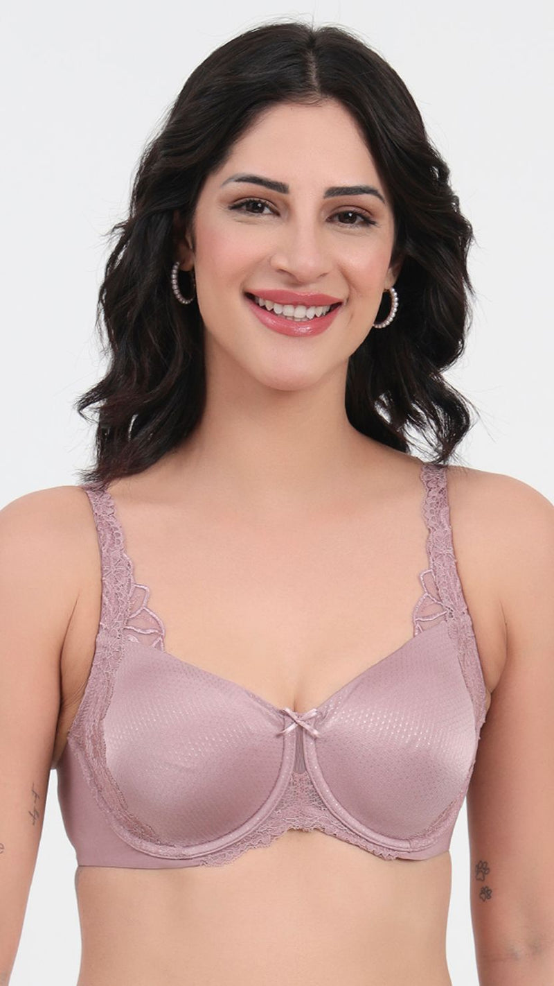 Triumph Purple Non Padded Wired Minimizer Lace Straps Bra