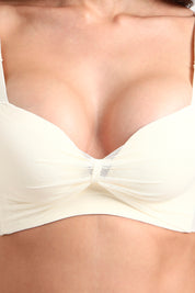 AXTZH Beautifully Designed Push-Up Bra for Women with Elegant Detailing and Everyday Comfort X2510-IVORY-CP402
