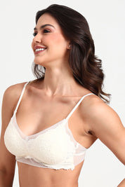 BELLAGIO Modern Sheer Strappy Bra with Comfortable Fit and Sensual Appeal BB9509-IVORY-CN022