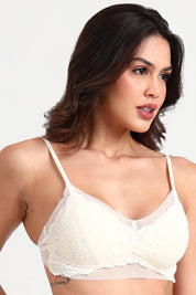 BELLAGIO Modern Sheer Strappy Bra with Comfortable Fit and Sensual Appeal BB9509-IVORY-CN022
