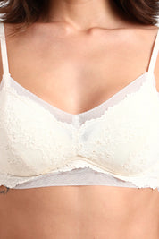 BELLAGIO Modern Sheer Strappy Bra with Comfortable Fit and Sensual Appeal BB9509-IVORY-CN022