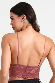 AXTZH BRA Delicate Lace Bralette for Women with Intricate Detailing and Comfortable Fit X6609-MARSALA-CN124