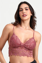 AXTZH BRA Delicate Lace Bralette for Women with Intricate Detailing and Comfortable Fit X6609-MARSALA-CN124