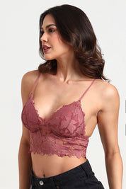 AXTZH BRA Delicate Lace Bralette for Women with Intricate Detailing and Comfortable Fit X6609-MARSALA-CN124