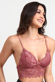 AXTZH BRA Delicate Lace Bralette for Women with Intricate Detailing and Comfortable Fit X6609-MARSALA-CN124