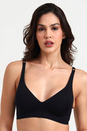 BELLAGIO  Seamless Everyday Bra with Soft Support and Smooth Finish for Women BB0811-BLACK-CC101