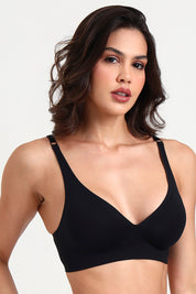 BELLAGIO  Seamless Everyday Bra with Soft Support and Smooth Finish for Women BB0811-BLACK-CC101