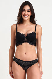 BELLAGIO Stylish Lace Panty Paired with Matching Bra for Women – Comfort Meets Allure BP5357-BLACK