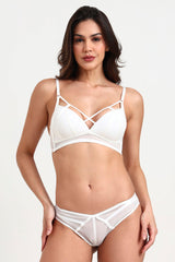 BELLAGIO Alluring Strappy Panty with Sheer Detailing and Coordinated Bra BP5331-WHITE