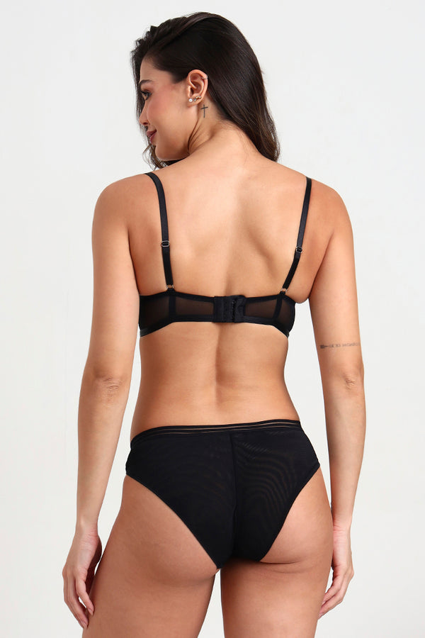 BELLAGIO Sheer Lace Panty with Modern Cut and Matching Bra Pairing for Women BP5320-BLACK