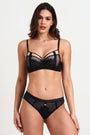 BELLAGIO Delicate Lace Bra with Sheer Panels and Modern Strap Detailing for Women BB5320-BLACK-DN202
