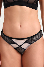 BELLAGIO Alluring Strappy Panty with Sheer Detailing and Coordinated Bra BP5331-BLACK