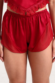 AXTZH  Playful and Elegant 2-Piece Nightwear Set for Women with Delicate Sheer Detailing X0216-SCARLET-A4S