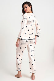 AXTZH Comfort-First Winter Nightwear Ensemble Featuring Button-Up Top and Relaxed Fit Bottoms X0044-CREPR-WC4V