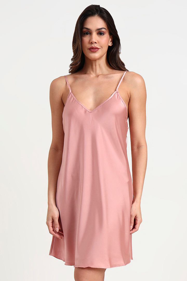 AXTZH Graceful Two-Piece Women’s Nightwear Set with Sheer Sleeves and Embroidered Detailing X2168-BLUSH-F12S