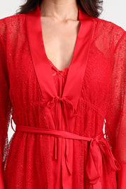 AXTZH Three-Piece Nightwear Set Blending Sheer Elegance, Comfort, and Sophistication for Women X3011-CRIMSON-F12S