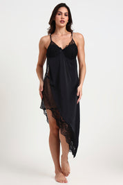 AXTZH Three-Piece Nightwear Set Blending Sheer Elegance, Comfort, and Sophistication for Women X3011-BLACK-F12S