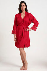 AXTZH Luxurious Women’s Two-Piece Nightwear Combining Comfort, Elegance, and Everyday Ease X3304-SCARLET-F11S