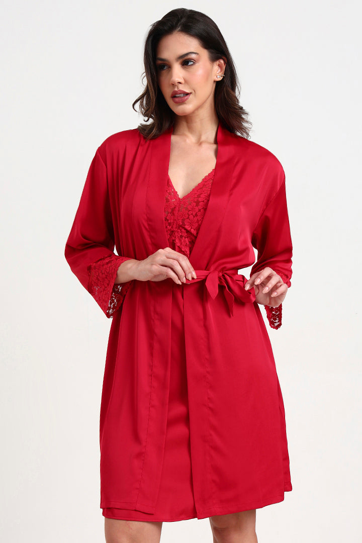 AXTZH Luxurious Women’s Two-Piece Nightwear Combining Comfort, Elegance, and Everyday Ease X3304-SCARLET-F11S
