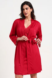 AXTZH Luxurious Women’s Two-Piece Nightwear Combining Comfort, Elegance, and Everyday Ease X3304-SCARLET-F11S