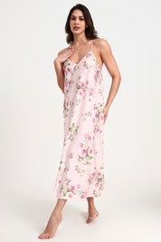 AXTZH Elegant Two-Piece Women’s Nightwear Set with Flowing Robe and Matching Slip X2128-PINPR-F12S