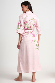 AXTZH Elegant Two-Piece Women’s Nightwear Set with Flowing Robe and Matching Slip X2128-PINPR-F12S