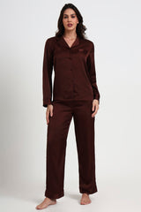 AXTZH Elegant and Comfortable Women’s Nightwear Ensemble for Peaceful Evenings and Restful Sleep X8139-MAHOGANY-WC2S