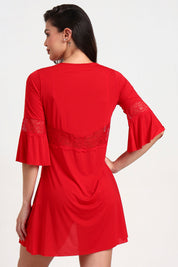 AXTZH Three-Piece Winter Nightwear Ensemble for Women Featuring Robe, Nightdress, and Intimate Inner Layer X2412-RED-BIK3PM