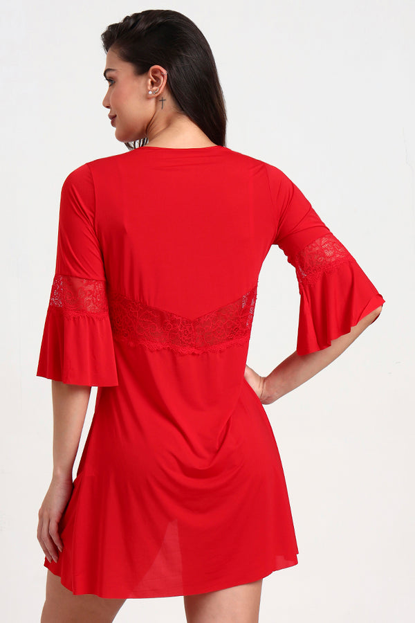 AXTZH Three-Piece Winter Nightwear Ensemble for Women Featuring Robe, Nightdress, and Intimate Inner Layer X2412-RED-BIK3PM