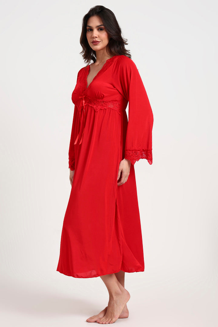 AXTZH Three-Piece Nightwear Set Designed for Grace, Comfort, and Sophistication in Every Detail X2509-RED-F2M