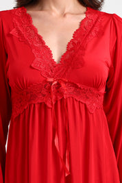 AXTZH Three-Piece Nightwear Set Designed for Grace, Comfort, and Sophistication in Every Detail X2509-RED-F2M