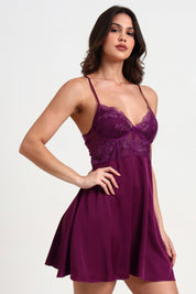 AXTZH Stylish Lace Nightwear with Soft Fabric and Relaxed Flow for Nighttime Elegance X0908-DRESSBERRY-F1S