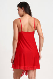 AXTZH Women’s Nightwear with Lace Accents and Soft Flowing Silhouette X3489-RED-F1M